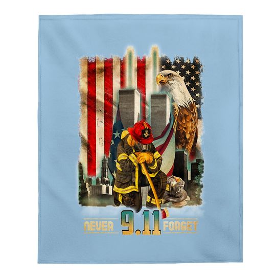 Never Forget 9-11-2001 20th Anniversary Firefighters Baby Blanket
