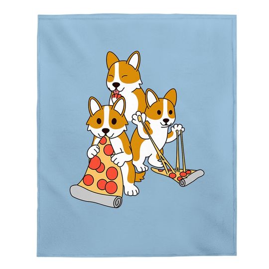 Pizza Corgi Dog Baby Blanket