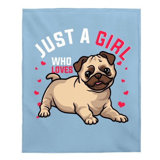 Cute Pug Lovers Hearts Girl Baby Blanket