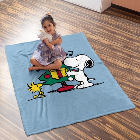 Snoopy And Woodstock Holiday Christmas Tree Baby Blanket