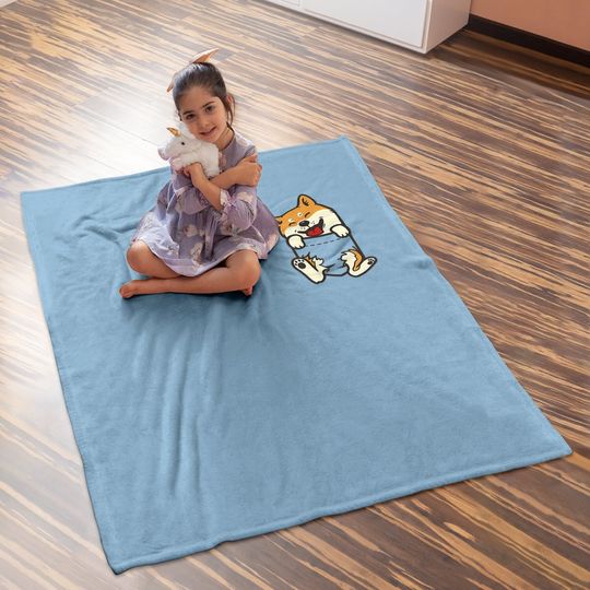 Pocket Shiba Inu Feet Akita Dog Baby Blanket