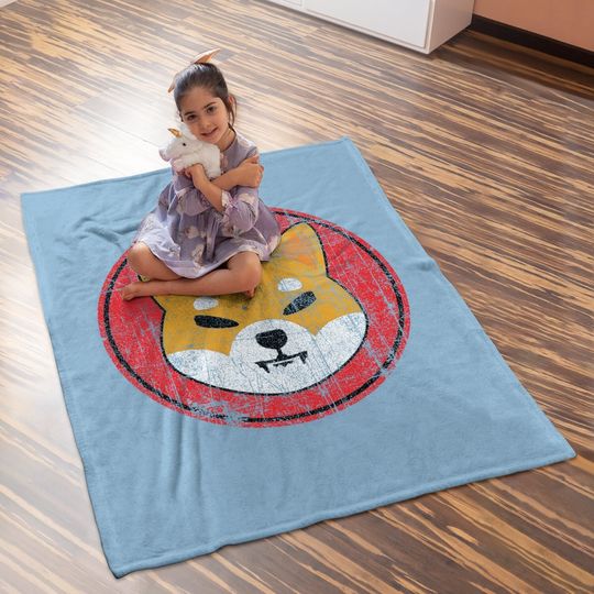 Distressed Shiba Inu Logo Baby Blanket Shib To The Moon Baby Blanket
