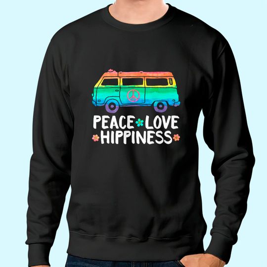 Peace Love Hippiness Peace Van Hippie Bus Rainbow TT Sweatshirt