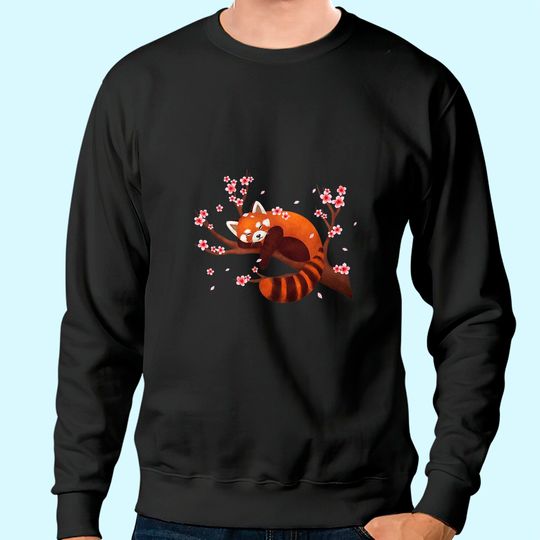 Vintage Red Panda Japanese Cherry Blossom Flower Sweatshirt