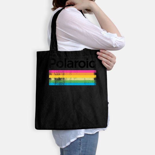 Men's Classic Polaroid Logo Vintage Style Rainbow Tote Bag