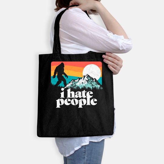 I Hate People! Funny Bigfoot Mountains Retro Tote Bag