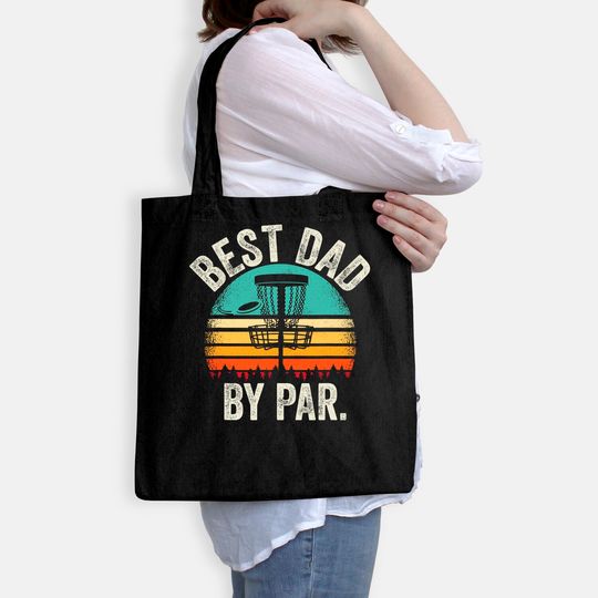 Mens Vintage Disc Golf Dad Gift - Best Dad By Par Disk Golf Tote Bag