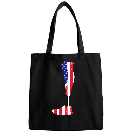 American Flag Prosthetic Leg Patriotic Amputee Tote Bag