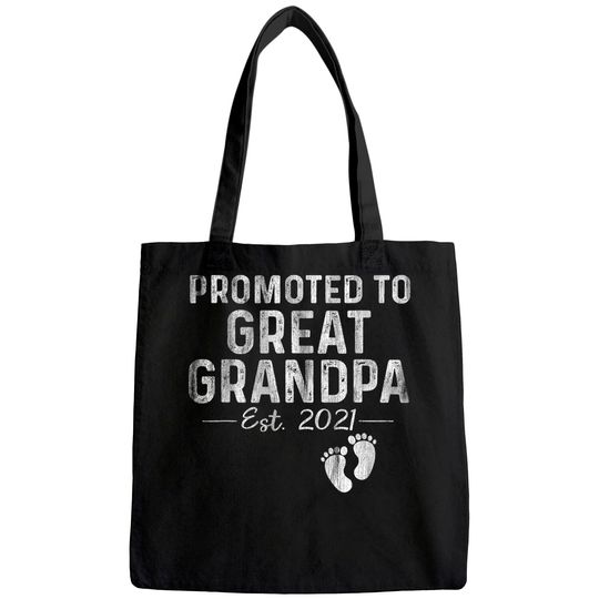 Mens Promoted To Great Grandpa est 2021 Tote Bag Father's Day Gifts Tote Bag