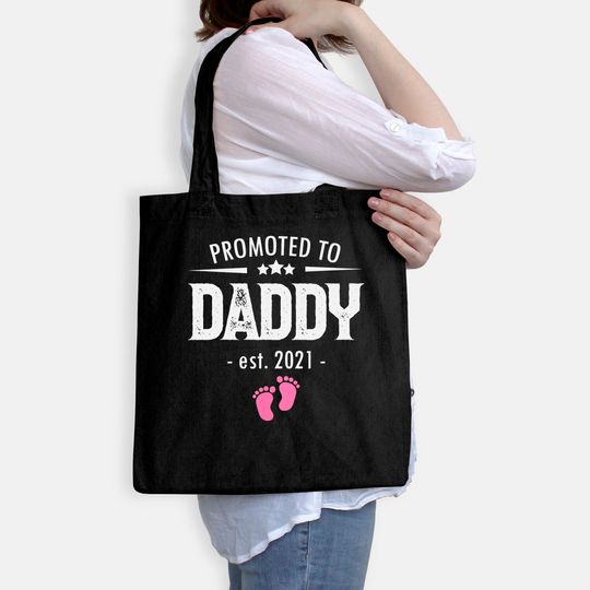 Promoted to Daddy 2021 Soon to be Dad Husband Girl Gift Tote Bag