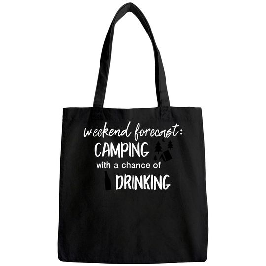 Weekend Forecast Camping with a Chance of Drinking Tote Bag for Women Cute Graphic Short Sleeve Funny Letter Print Tee Tops