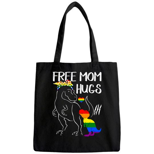 Free Mom Hugs LGBT Pride Mama Dinosaur Rex Tote Bag Gift