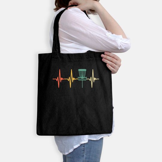 Vintage Disc Golf Retro Heartbeat Gift Disc Golf Tote Bag