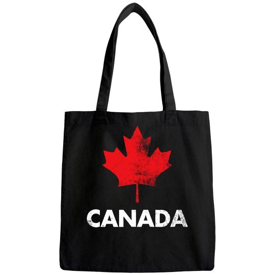 Vintage Retro Canadian Maple Leaf Tote Bag Canada Flag Tote Bag