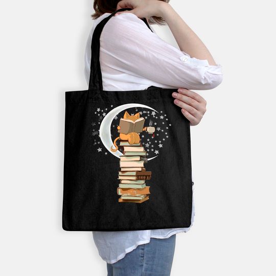 Kittens, Cats, tea and books gift reading by moonlight Tote Bag