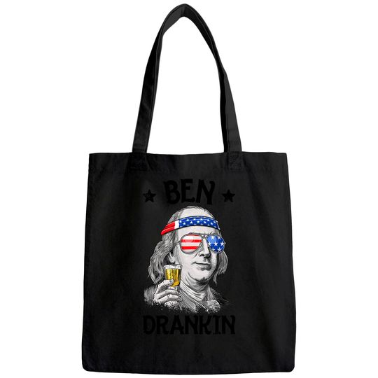Ben Drankin 4th of July Benjamin Franklin Men Women USA Flag Tote Bag
