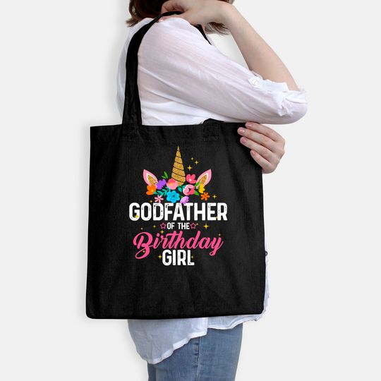 Godfather Of The Birthday Girl Funny Unicorn Birthday Gift Tote Bag
