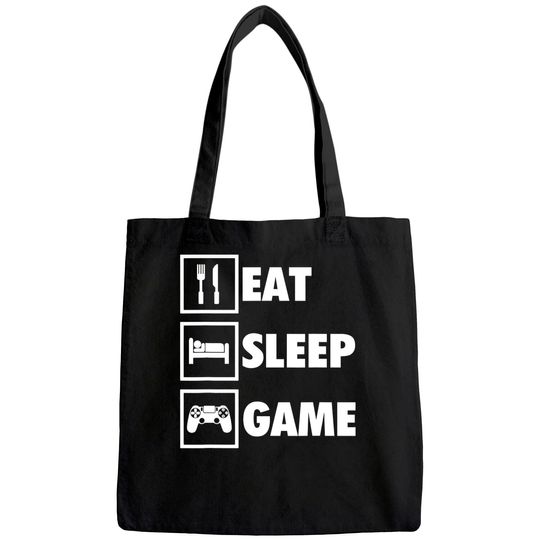 Eat Sleep Game Funny Gamer Tote Bag For Video Game Players