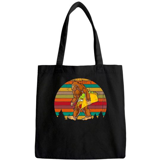 Retro Bigfoot With Taco Camping Bigfoot VIntage Tote Bag