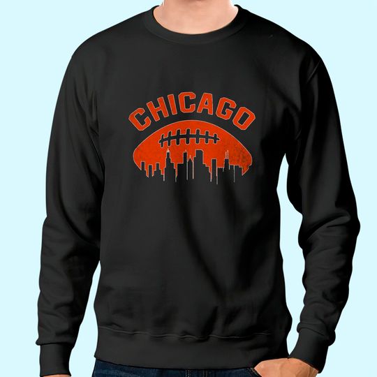 Chicago Illinois Cityscape Retro Football Sweatshirt