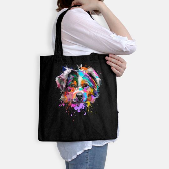 Splash Art Australian Shepherd Tote Bag | Aussie Lover Gifts Tote Bag