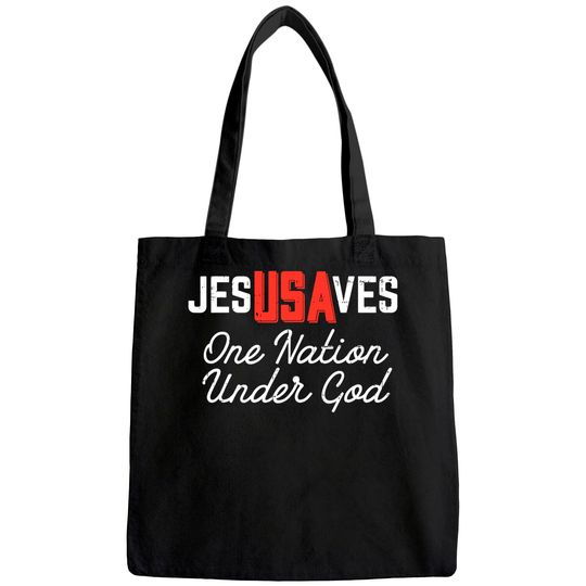 Jesus Saves USA One Nation Under God Jesus Christian Gift Tote Bag