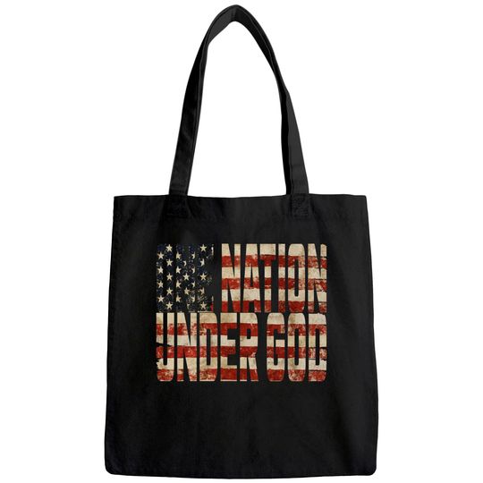 One Nation Under God Weathered American Flag Patriotic Tote Bag