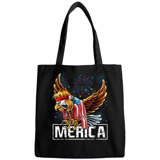 Merica Bald Eagle Mullet 4th of July American Flag Patriotic Tote Bag