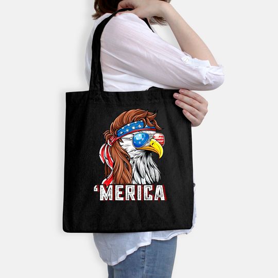 Merica USA American Flag Patriotic 4th of July Bald Eagle Tote Bag