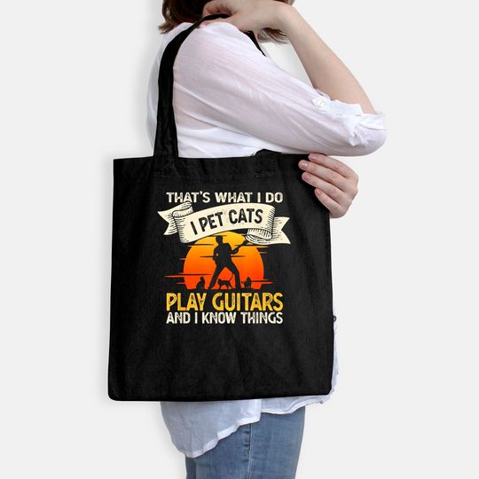 That's What I Do I Pet Cats funny Guitar Tote Bag