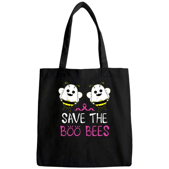 Save The Boo Bees Tote Bag Breast Cancer Awareness Halloween Tote Bag