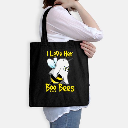 I Love Her Boo Bees Halloween Matching Couple Costume His Tote Bag