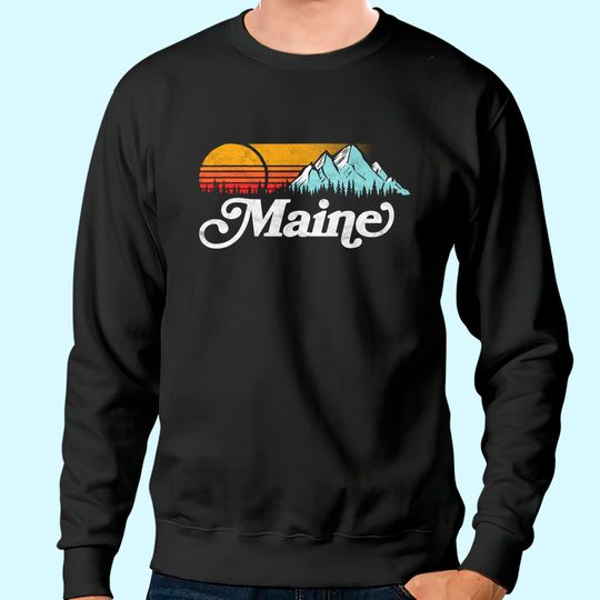 Retro Vibe Maine Vintage Mountains & Sun Sweatshirt