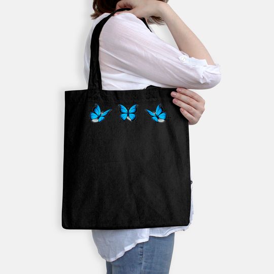 Blue Butterfly Aesthetic Blue Butterflies Teen Girls Women Tote Bag
