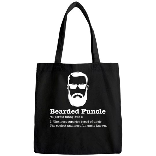 Bearded Funcle Tote Bag Funny Uncle Vintage Style Tote Bag