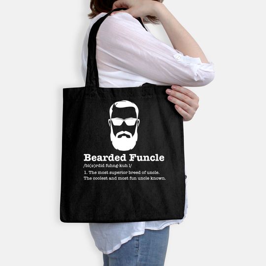 Bearded Funcle Tote Bag Funny Uncle Vintage Style Tote Bag