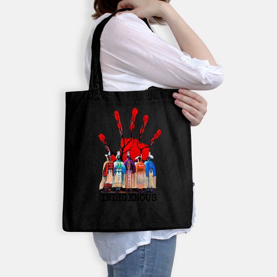 Native American Indigenous Red Hand Tote Bag