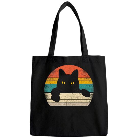 Black Cat Vintage Retro Style - Cats Lover Gift Tote Bag