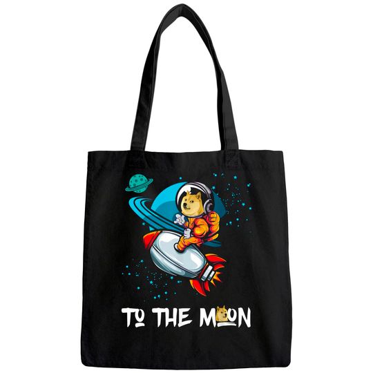 Dogecoin to the Moon Doge Coin Crypto Currency Tote Bag