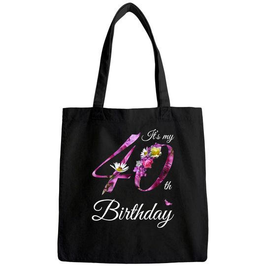 40 Year Old Tote Bag Floral 1981 It's My 40th Birthday  Tote Bag