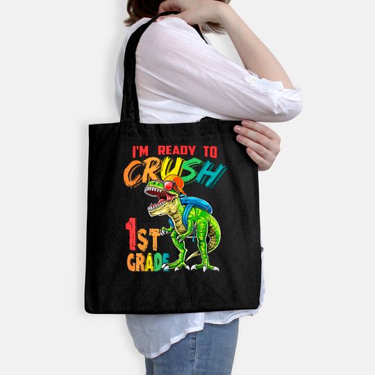 Kids I'm Ready To Crush 1rd Grade Dinosaurs Back To School Tote Bag