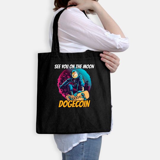 Dogecoin Tote Bag Elon Musk See You ON The Moon Dogecoin Tote Bag