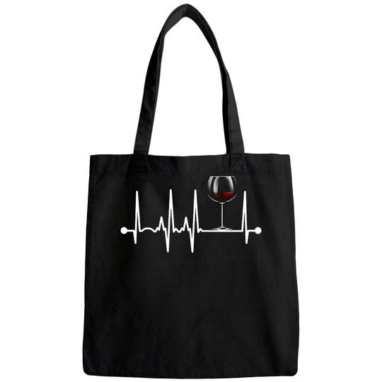 Wine Heartbeat Wine Drinker Lover Tasting Gift Wine Glass Tote Bag