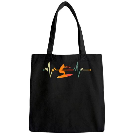 Surf Surfer Gift Heartbeat Waves Surfing Tote Bag