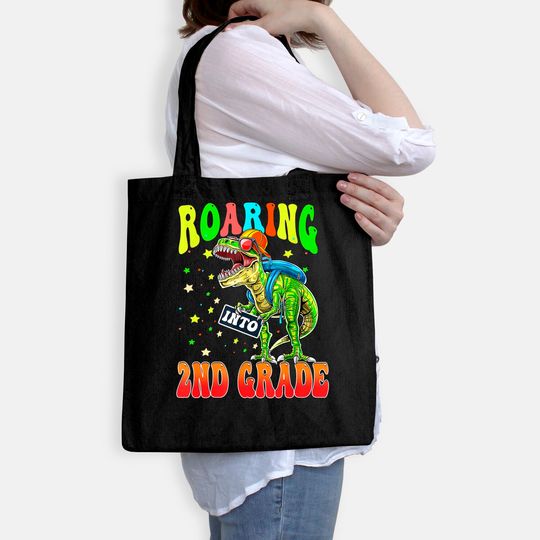 Roaring Into 2nd Grade Dinosaur Back to School Boys Tote Bag