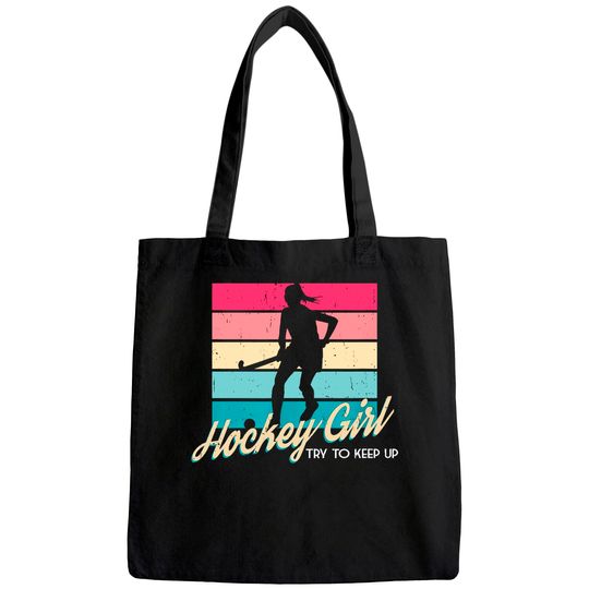Retro Hockey Girl Hockey Player Gift Field Hockey Ice-Hockey Tote Bag