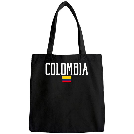 Colombia Flag Vintage White Text Tote Bag