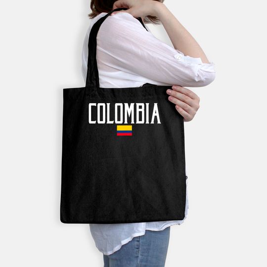 Colombia Flag Vintage White Text Tote Bag