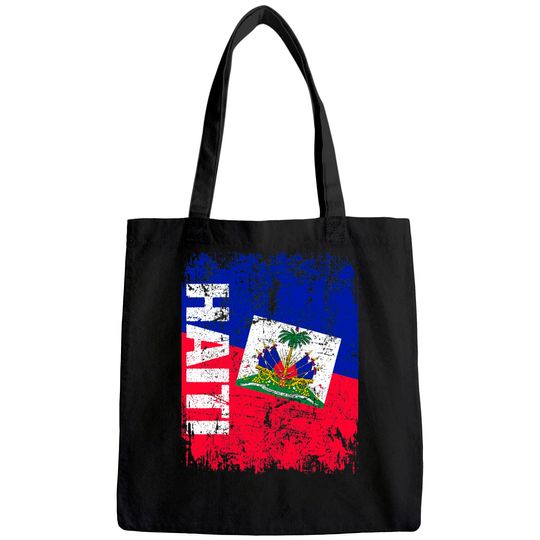 HAITI Flag Vintage Distressed Tote Bag