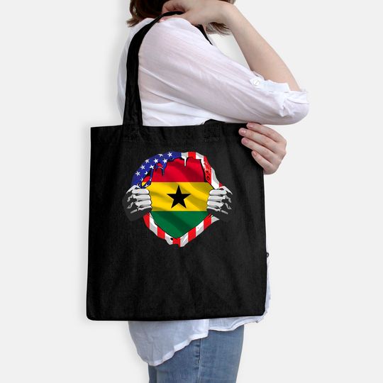 Ghana Roots USA Flag Immigrant Tote Bag